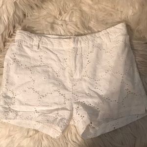 White lace shorts